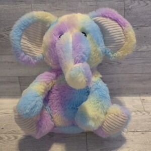 Elephant Plush Rainbow Tie Dye Rattle Crinkle Spark Create Imagine 9"